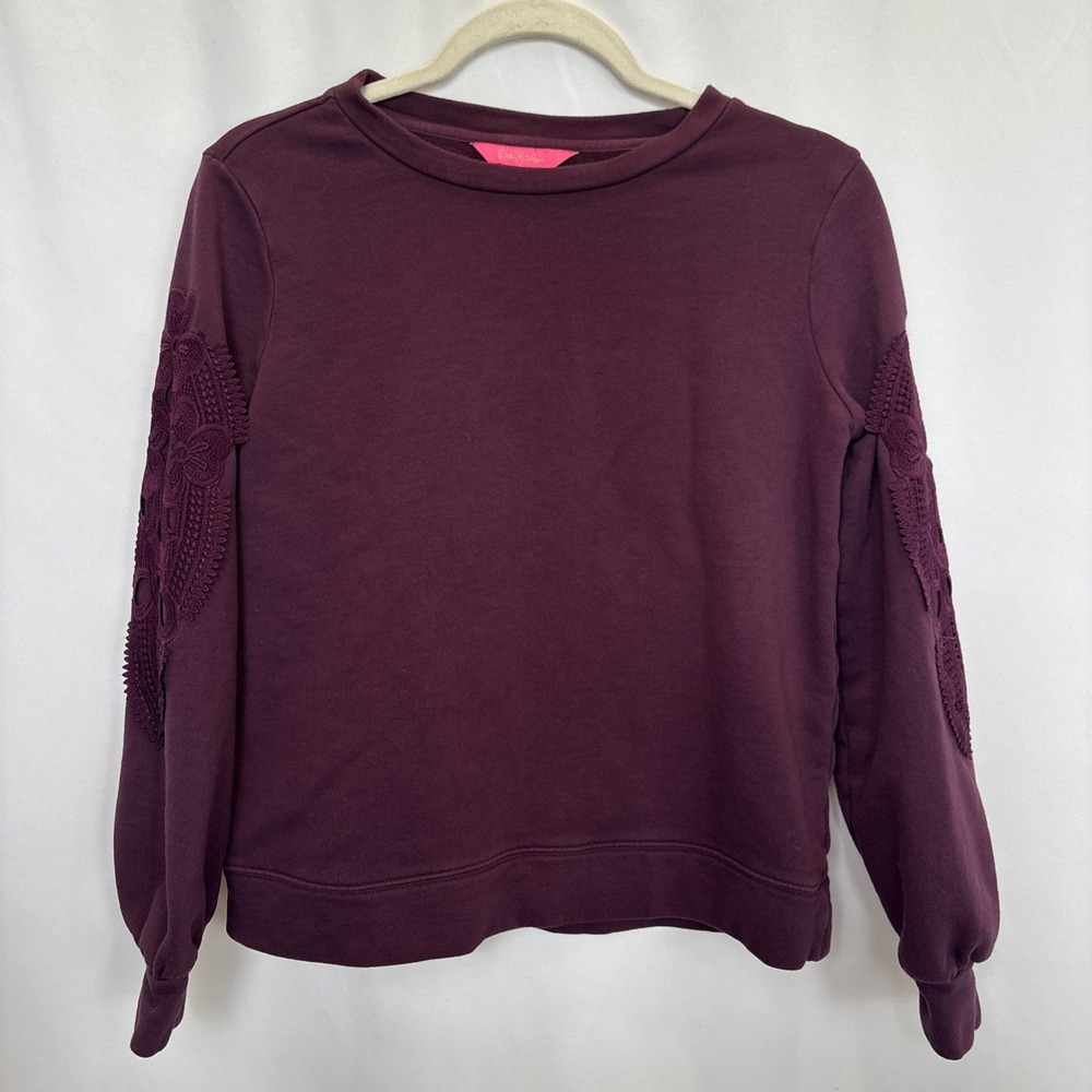 Lilly Pulitzer Purple Sweatshirt with Lace Sleeves